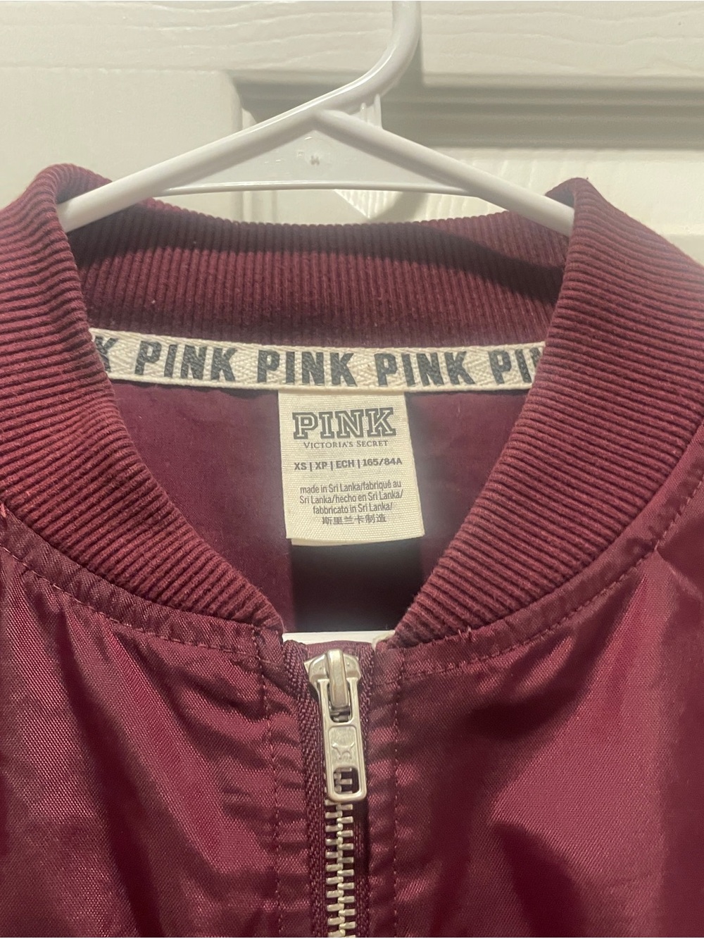 Victoria's Secret PINK Burgundy Satin Bomber Jacket - Picture 2 of 4